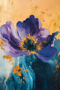 紫色花卉抽象艺术画作