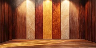 木质墙面地板的室内空间