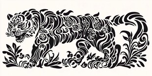 中式花纹老虎图案设计