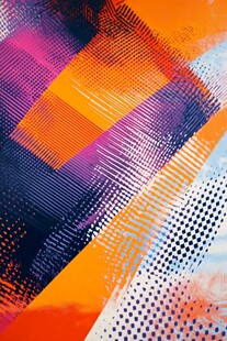 多彩抽象笔触艺术画作