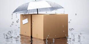 雨伞下的纸箱 雨中防护