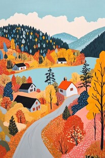 秋日乡村美景如画