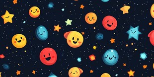 可爱星球笑脸图案背景图