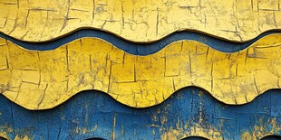 黄蓝波浪纹理墙面装饰