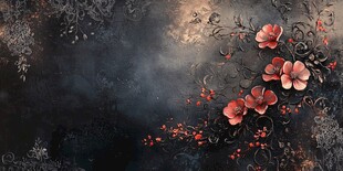 复古花卉暗调艺术背景图