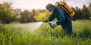 农田里的农药喷洒作业