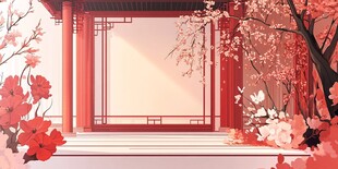 中式庭院 繁花簇拥的景致