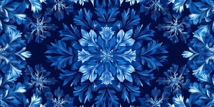 蓝色雪花无缝花纹图案