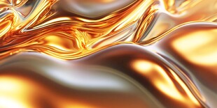 流动的金色液态金属质感
