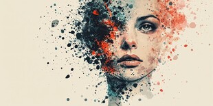 水彩泼墨风格的女性肖像