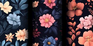 深色背景花卉图案设计