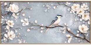 花鸟图 枝头小鸟伴繁花