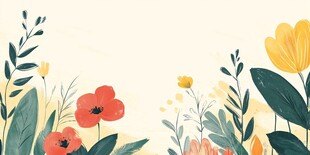 春日花卉清新插画背景