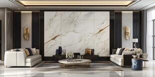 现代轻奢风客厅大理石背景墙