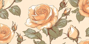 复古风淡黄玫瑰花卉图案
