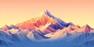 壮丽雪山日出美景