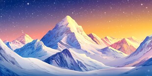 雪山星空下的壮丽自然景观