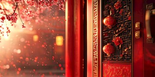中式红门迎新春景