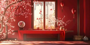 中式红韵 雅致新春室内景