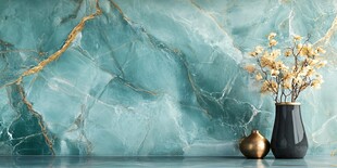 蓝绿大理石配精致花瓶