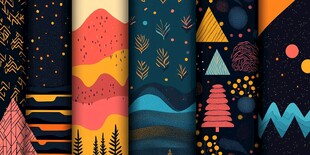 多彩几何风图案设计素材