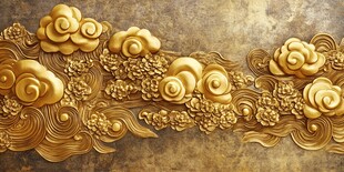 中式金色浮雕云纹装饰图案