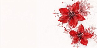 红色花卉水彩风背景图