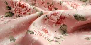 粉色花卉印花柔软布料