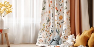 田园风花卉窗帘温馨场景