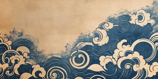 中式海浪纹理复古背景图