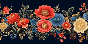 中式繁花锦簇花纹图案