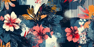 热带花卉抽象图案背景