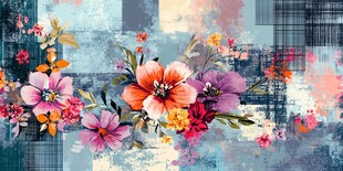 缤纷花卉拼贴背景图案