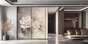 中式风客厅之雅致移门设计