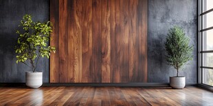 木质墙面的简约室内空间