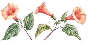 粉色喇叭花植物插画