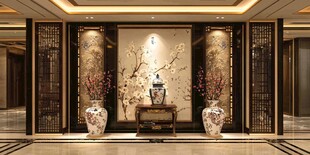 中式典雅大堂玄关装饰