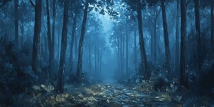 梦幻幽蓝森林小径