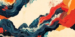 水墨风流动色彩艺术图案