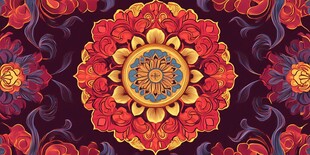 华丽民族风花卉曼陀罗图案
