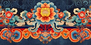 传统中式花卉纹样装饰