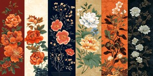 复古花卉图案集合