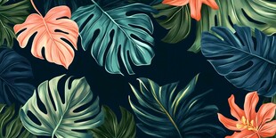 热带植物无缝图案背景