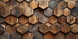 六边形木质纹理墙面
