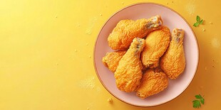 金黄美味炸鸡腿摆盘中