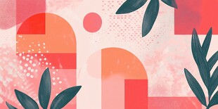 几何绿植抽象艺术背景图