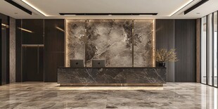 现代奢华风大理石前台大厅