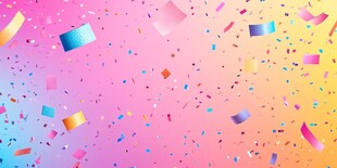 缤纷彩纸飘落的梦幻背景