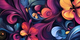 绚丽多彩花卉抽象图案