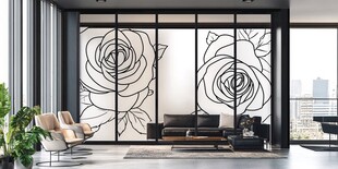 现代客厅 玫瑰屏风装饰美学
